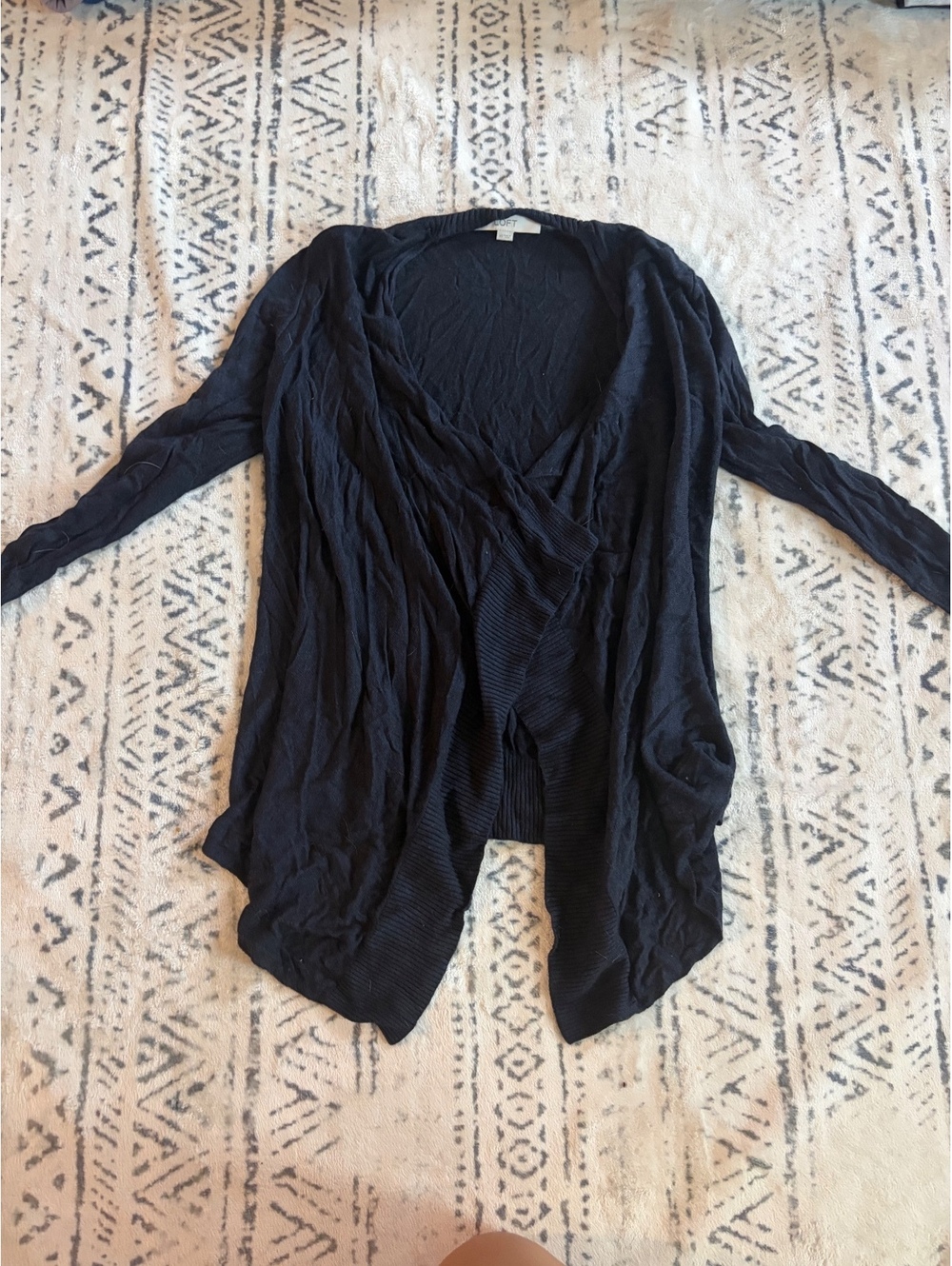 LOFT Black Open Front Cardigan Sweater XS